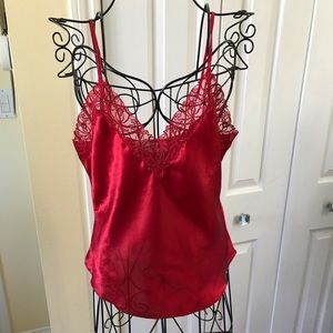 Victoria’s Secret Vintage Camisole Red w/Lace, good used condition Size Small